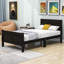 Lit plateforme simple en bois avec tête de lit-1074292097