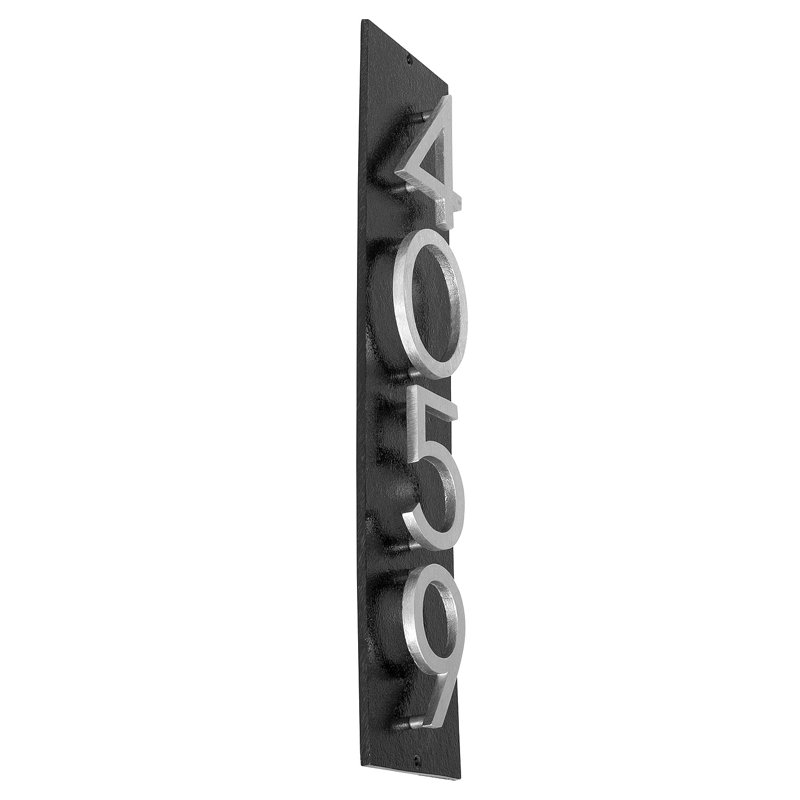 Floating Modern 3" Number Vertical Address Plaque (4 Digits), Brushed Aluminum, Yes, Black