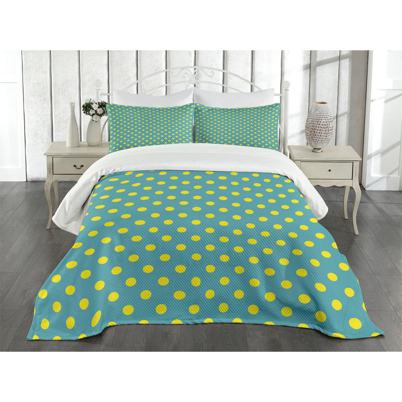 Blue Quilted Queen Bedspread Set with Pillow Shams