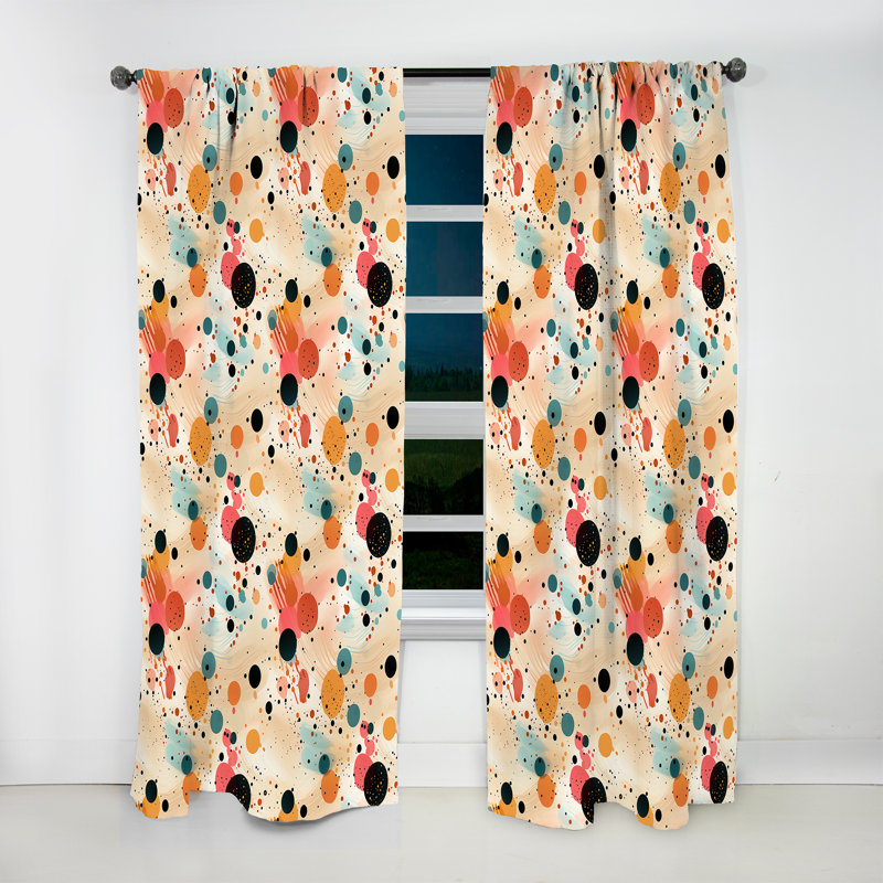 Motif à pois Bohème Vibes - Rideau abstrait - Rideau abstrait obscurcissant - 1 panneaux, L 52 po x L 90 po