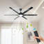 84 po Ventilateur de plafond avec DEL Tri-cct 1350 lumens, 6 pales en aluminium, moteur à courant continu silencieux, télécommande et 3 tiges-356468798