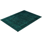 Overdyed Hand-Knotted Wool Modern-Contemporary Green Area Rug 10' 1" x 13' 8"
