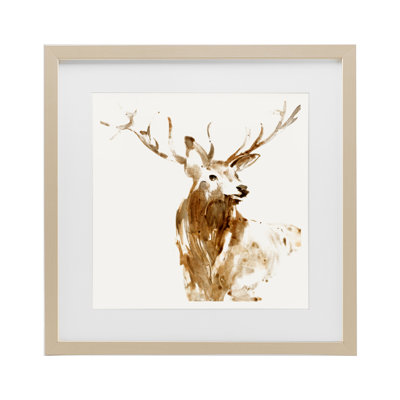 Tête de cerf, reproduction encadrée sous verre, conception par Lorenzo Collective