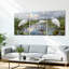 Ensemble de 3 tableaux sur toile tendue représentant un héron blanc dans une zone humide avec un arc-en-ciel-472937245