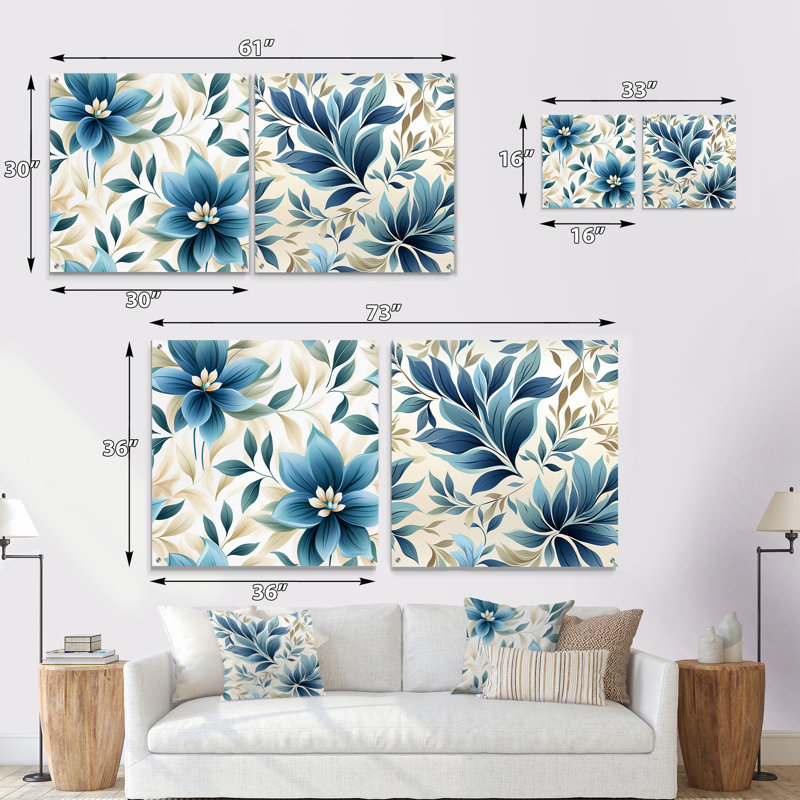 Esters - ensemble de 2 art mural en verre acrylique, H 16 po x l 33 po