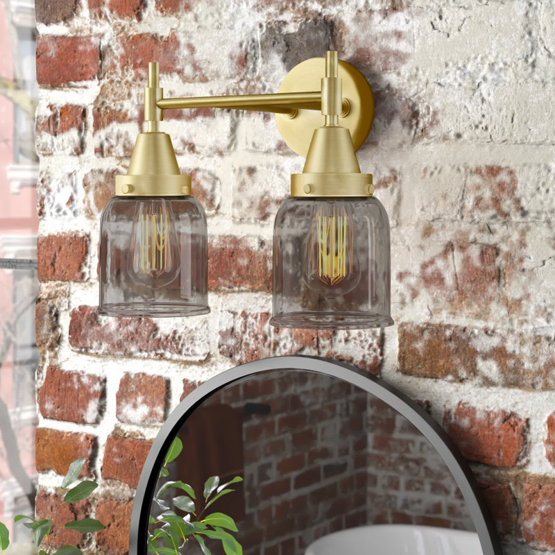 Éclairage pour meuble-lavabo à 2 lumières à intensité variable Gayle, Plaqué couleur fumée, Ampoule DEL rétro 4 watts
