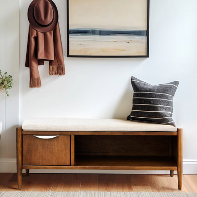 Banc de rangement rembourré en polyester Johppa