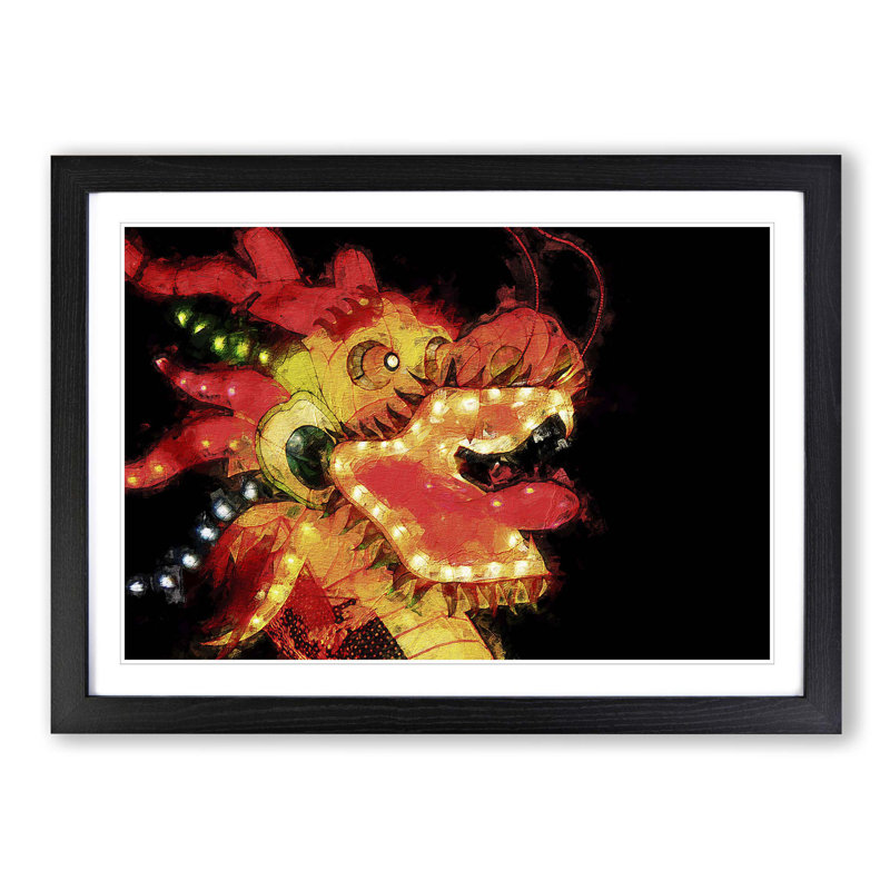 Chinese Dragon - Picture Frame Painting Print, Black Framed, 36cm H x 48cm W x 2cm D