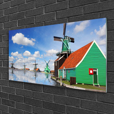 Glass Print Wall Art 100X50cm Image Printed On Glass Decorative Wall Picture Behind Toughened / Tempered Safety Real Glass For Kitchen & Living Room Theme: House Architecture