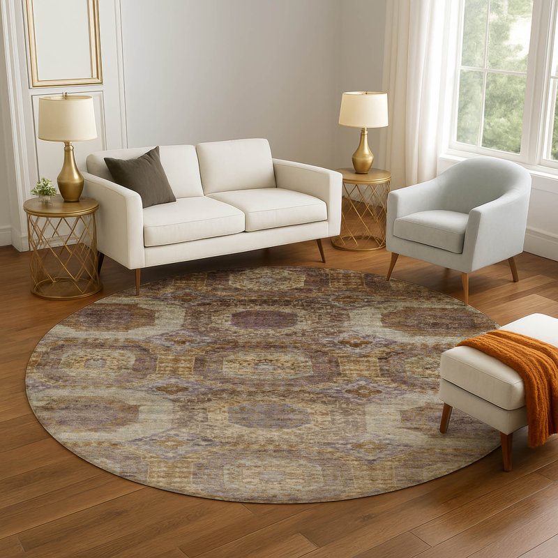 Premium Machine Washable Mayfield AMF1944 Panels Rug, Round 8'