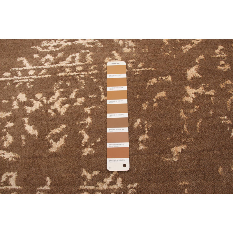 Tapis décoratif de noué à la main en laine brun oriental