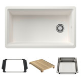 Inteos SILGRANIT 33" Single Bowl Reversible Undermount Workstation Kitchen Sink