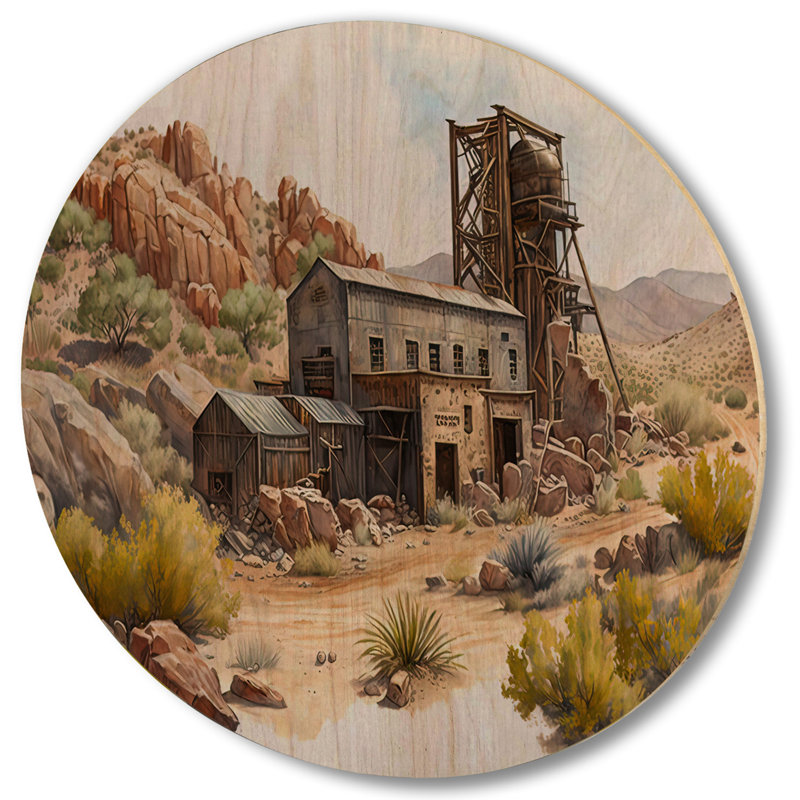 Wild West Mine In Arizona III - Art mural en bois du sud-ouest - Bois de pin naturel, H 29 po x l 29 po x P 1 po