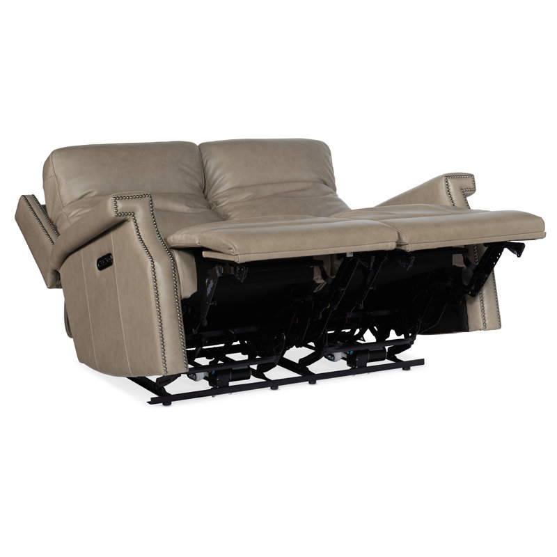 MS Vaughn 57.5'' Genuine Leather Rolled Arm Loveseat, Shattered Stone Genuine Leather