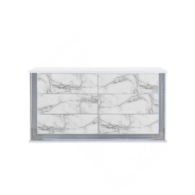 MOON WHITE MARBLE DRESSER WITH LED