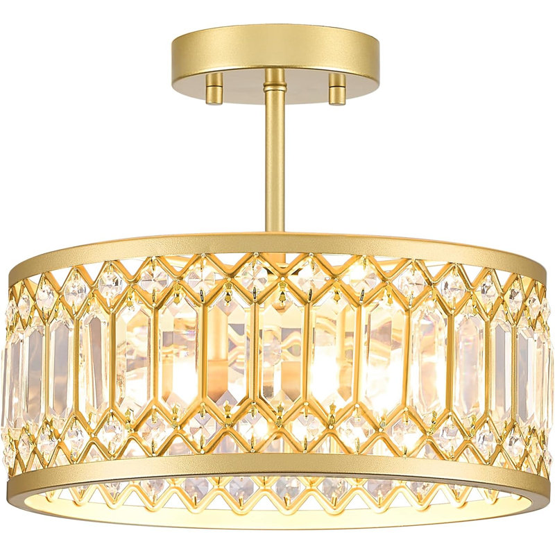 Plafonnier semi-encastré moderne en cristal, lustre 3 lumières pour la cuisine, la chambre à coucher, la salle à manger et le couloir