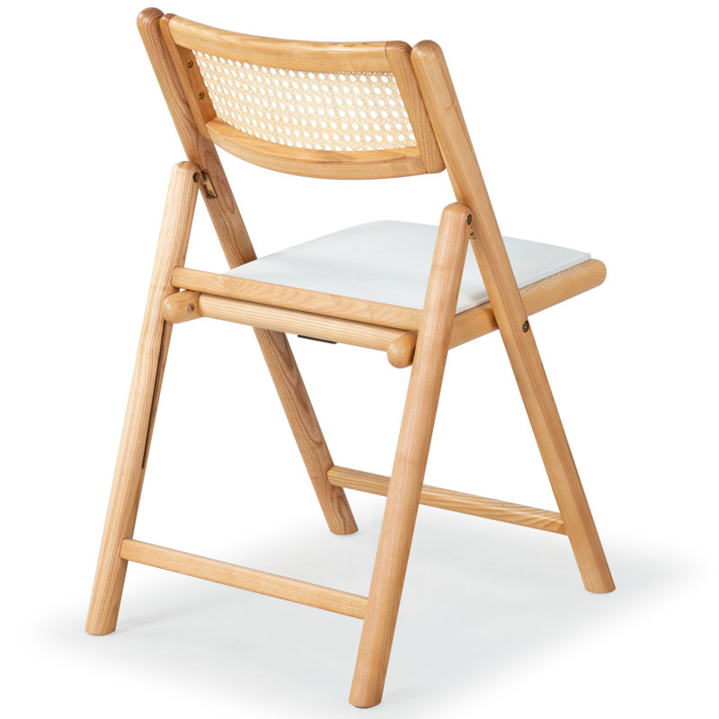 Shaylie Upholstered Seat Folding Dining Chair, Natural/White