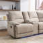 Mobilier de salon inclinable crème avec compartiment caché, porte-gobelets et compartiments à bandes à DEL, éclairage pour porte-boissons