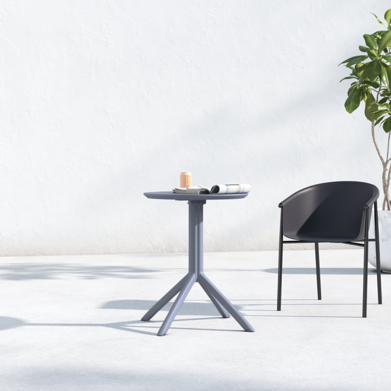 Table bistro pliable en plastique pour 2 personnes Elodie, Gris foncé, H 29,5 po x l 23,6 po x L 23,6 po