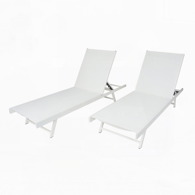 Ensemble de 2 chaises longues d'extérieur à 5 positions réglables