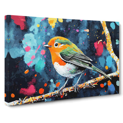 Robin Bird Splash Vol.5 Abstract - Wrapped Canvas Painting