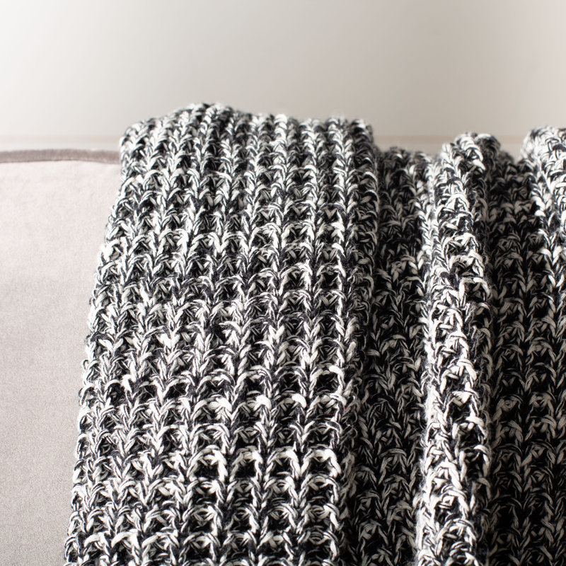 Tensley Black and Natural Cotton Throw with Tassels