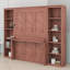 Lit escamotable compact avec bureau et tablettes de rangement-131344251
