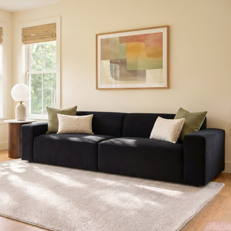 Tov Furniture Olafur Black Velvet Sofa, Black Velvet