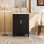 Meuble-lavabo 24 po avec lavabo supérieur, armoire de rangement moderne avec 2 portes à fermeture douce et tablette réglable, structure en bois massif