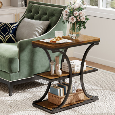 Table de bout à 3 niveaux et table d'appoint en bois avec rangement