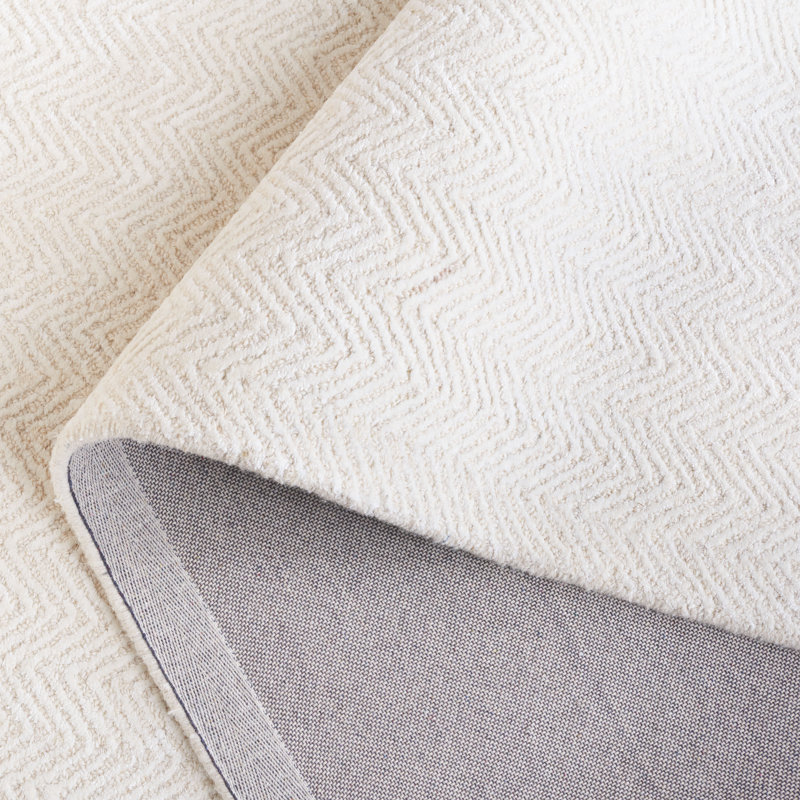 Jamey Hand Tufted Viscose Wool Cotton Chevron Rug, Rectangle 8' x 10'