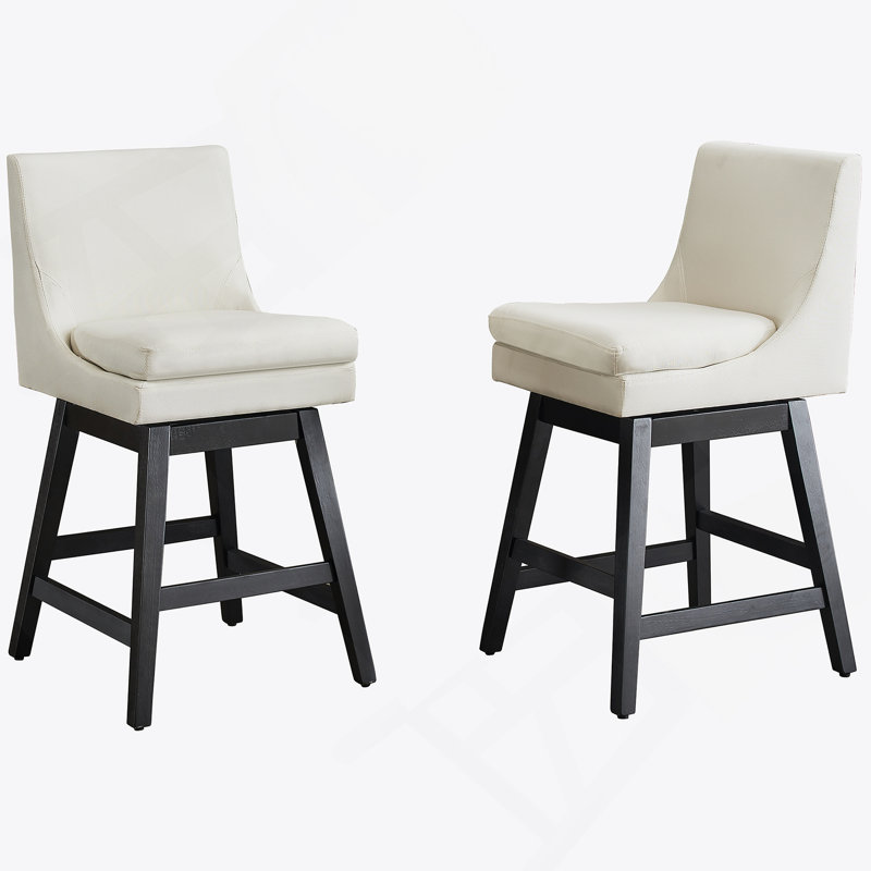 Tabourets de bar pivotants rembourrés modernes avec tissu en lin, haut dossier
