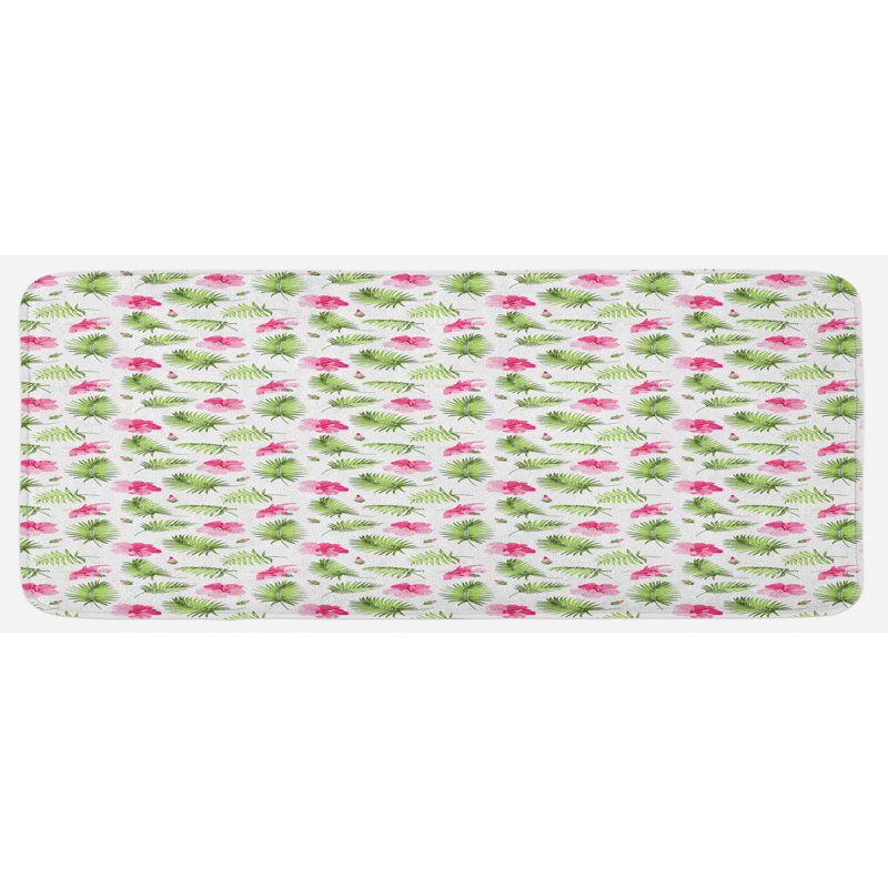 Coastal Floral Synthetic Kitchen Mat