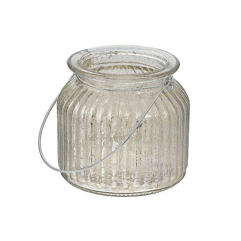 Mercury Glass Tabletop Tealight Holder, 4" H x 4" W x 4" D