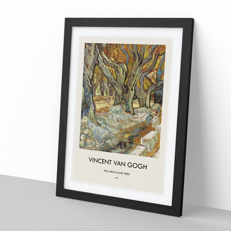 The Large Plane Trees by Vincent Van Gogh - Picture Frame Painting, 48cm H x 36cm W x 2cm D, Black Framed