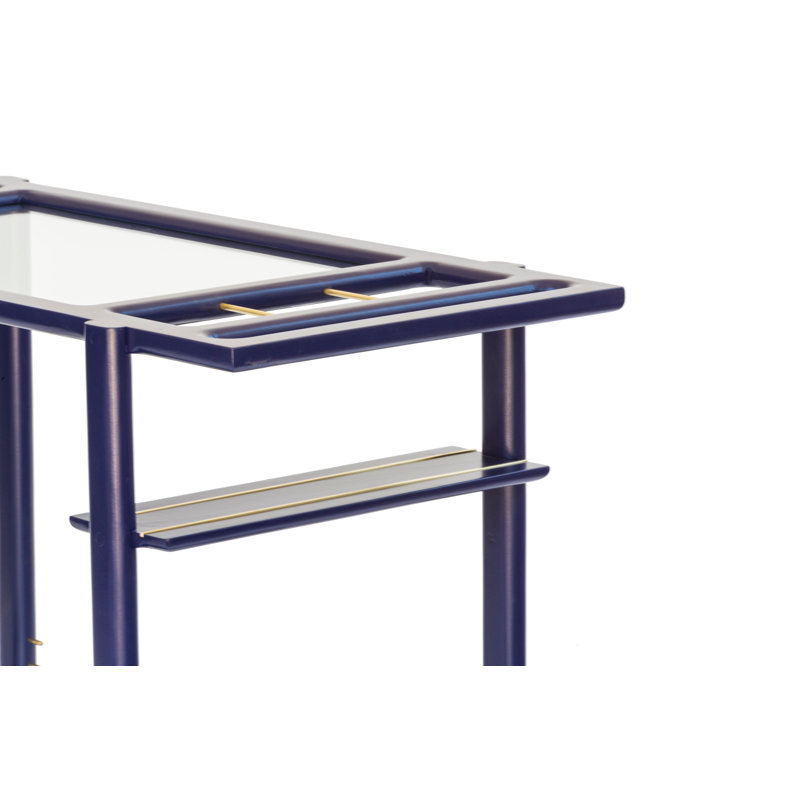 Bar Cart, Laquered Indigo/Brass