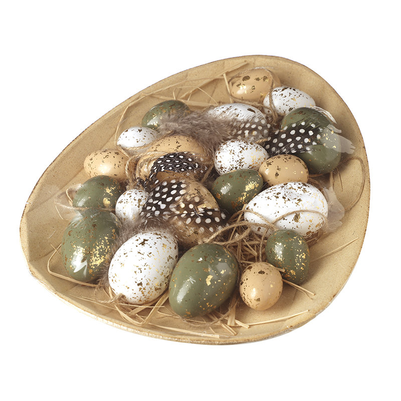 Decorative Eggs In Wooden Egg Tray