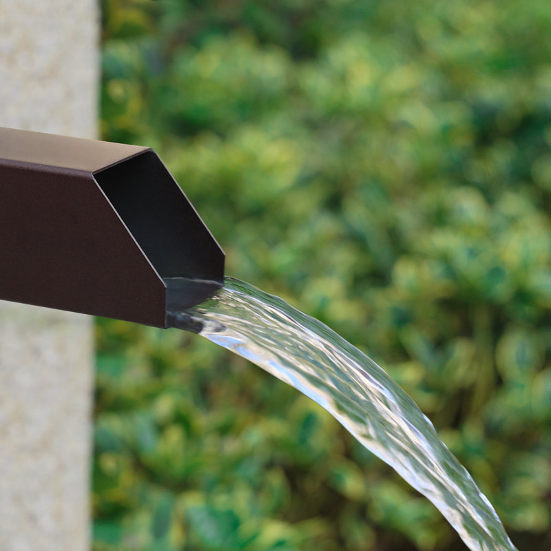 2" Square Water Fountain Spout Scupper, 316 Stainless Steel Spillway w/Construction Spray Baffle for Pools, Ponds, Water Walls, Fountains Overall Length 10 Inch
