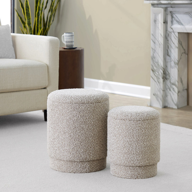 Ensemble de repose-pieds en tissu brun clair, Light Brown, Fabric