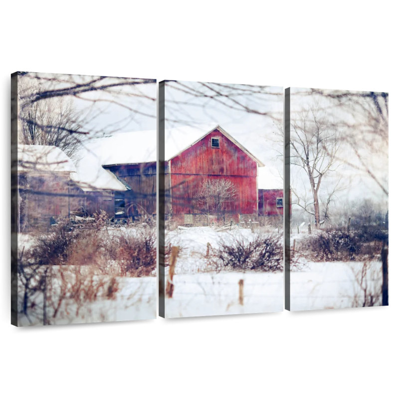 Lilie White Winter Barn, 24" H x 38" W