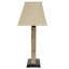 Lampe de table rectangulaire d'extérieur en ardoise 31 "avec abat-jour beige H 31"