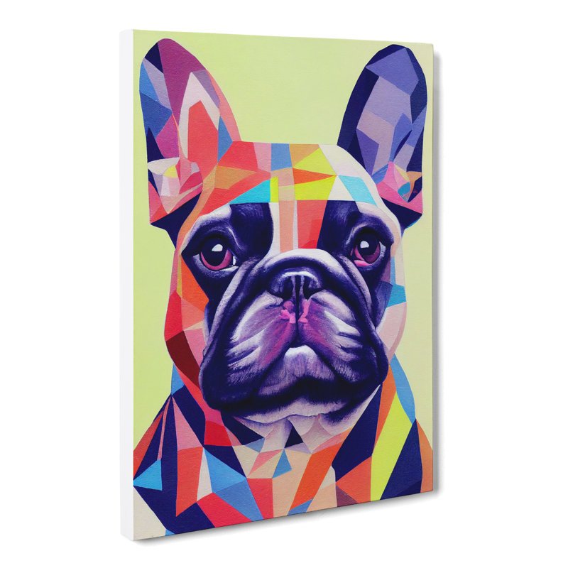 CAN-V0523-1051X French Bulldog Geometric - Wrapped Canvas Print, 50cm H x 35cm W x 3cm D