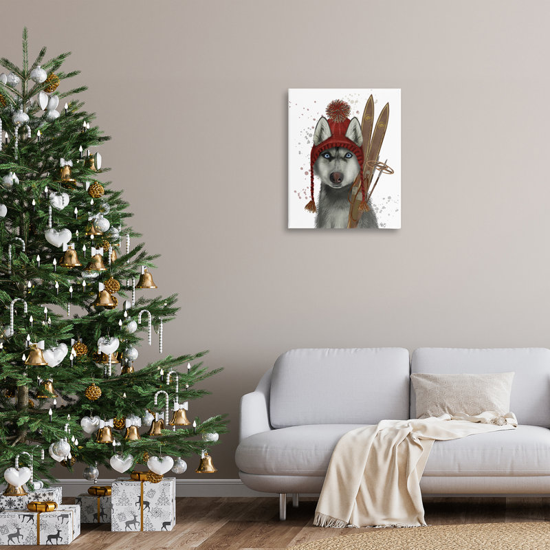«Husky with Winter Skis» par Fab Funky, H 30 po x l 30 po