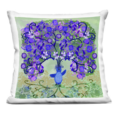 Tree Blooming From Bird Design by Kay Widdowson Throw Pillow