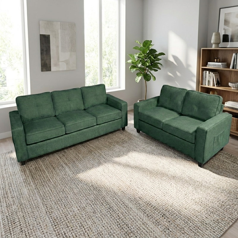 Ensemble de salon et canapé en chenille, dark green