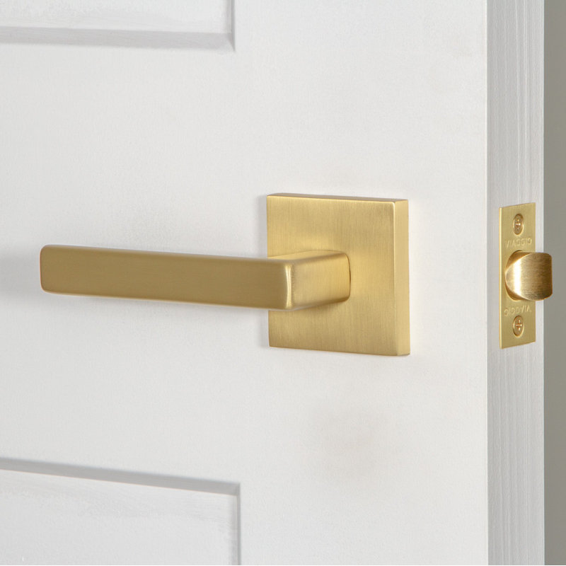 Viaggio Quadrato Rosette Double Dummy with Lusso Lever, Satin Brass