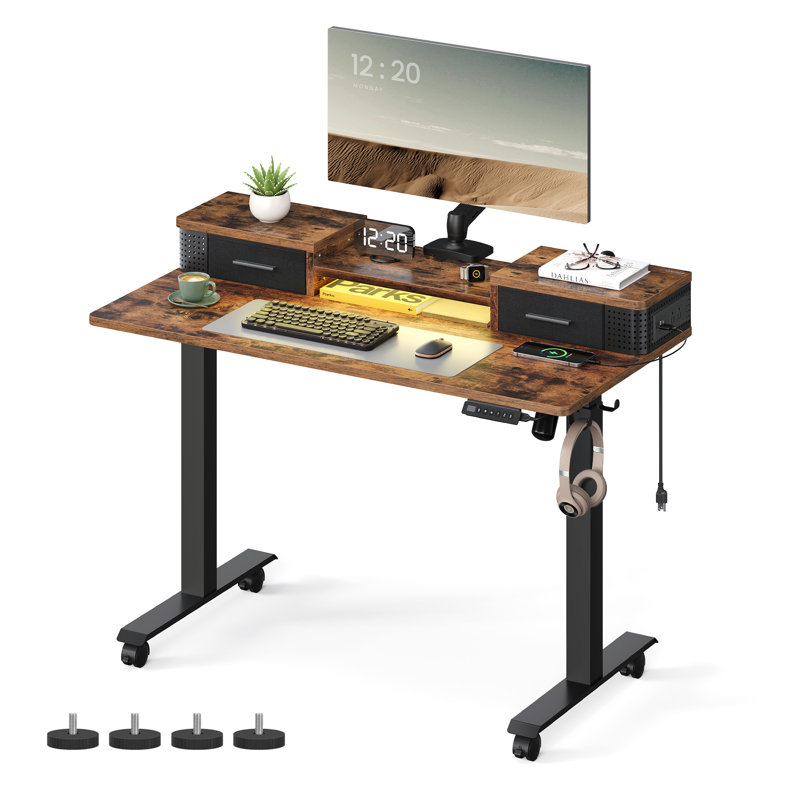 Namiya 51.5‘’H Height Adjustable Rectangle Standing Desk, Brown/Black, 51.5" H x 47.2'' W X 23.6'' D