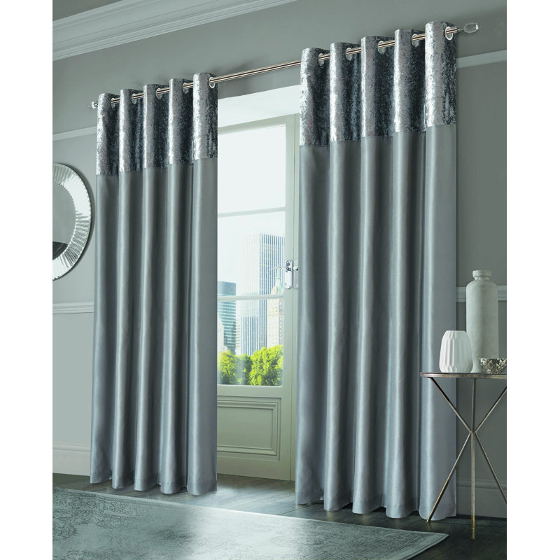 Olvera Room Darkening Curtain Pair, 116 W x 183 D cm, Silver
