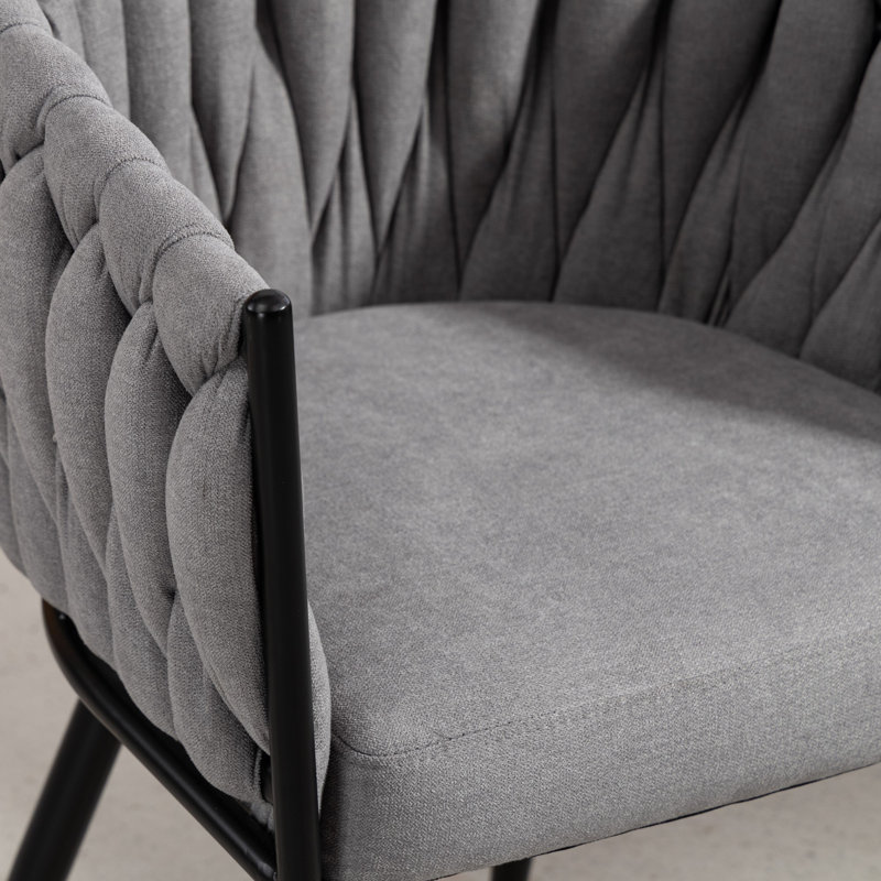 Polyester Upholstered Metal Upholstered Back Accent, Grey