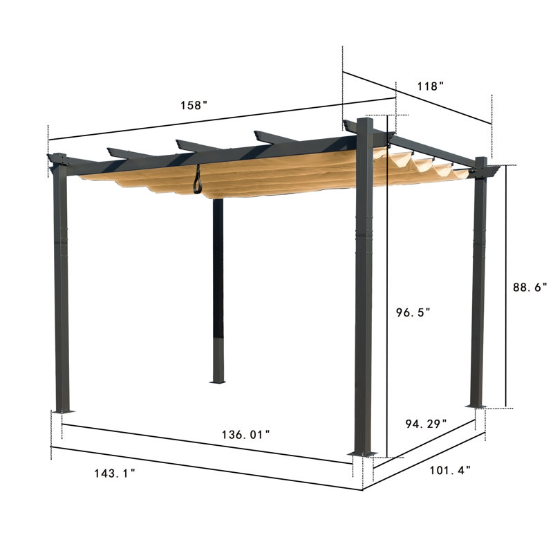 Pergola en métal d'extérieur l 13 pi x P 10 pi Atlantics, Brun clair